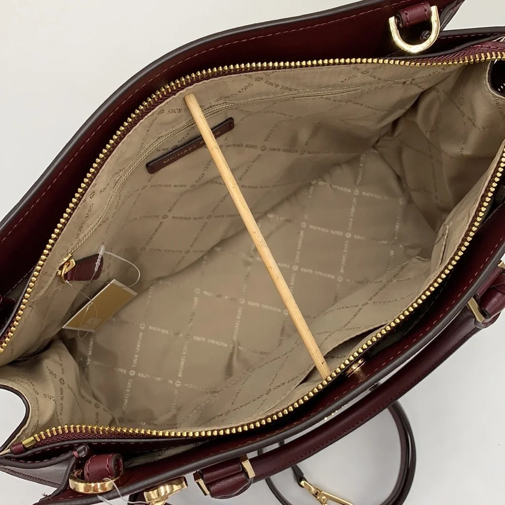 MICHAEL KORS HOPE LARGE SATCHEL MERLOT - Picture 10 of 16